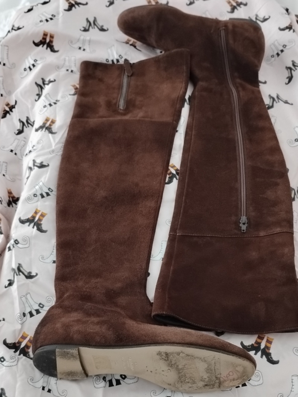 Valentino Garavani Brown Over-the-Knee Suede Boots with Side Zipper Sz 39.5 9.5